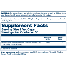 Solaray Artichoke Leaf Extract - 600mg 60 vcaps