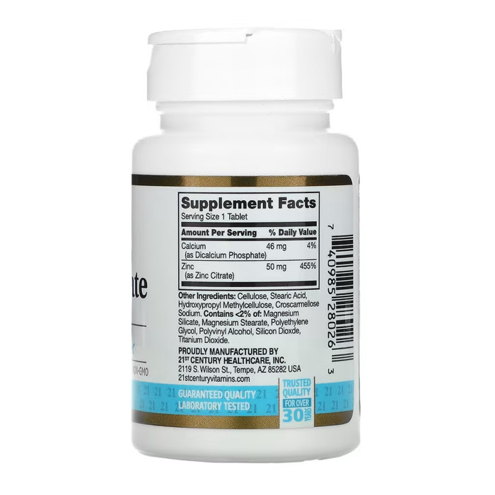 21st Century Zinc Citrate 50 mg - 60 tabs