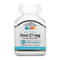 21st Century Iron 27 mg Ferrous Gluconate - 110 tabs