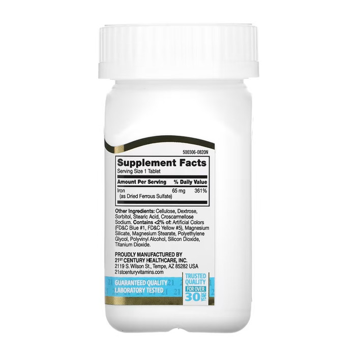 21st Century Iron 65 mg Ferrous Sulfate 325 mg - 120 tabs