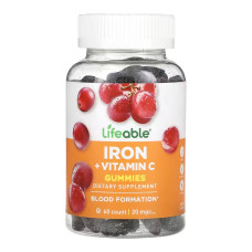 Lifeable Iron + Vitamin C Adult - 60 gummies