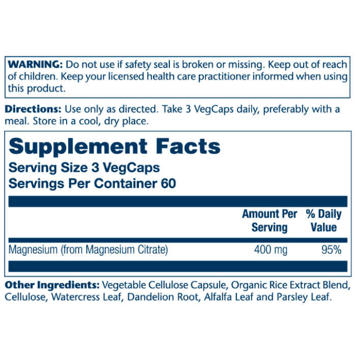 Solaray Magnesium Citrate 400mg - 180 vcaps