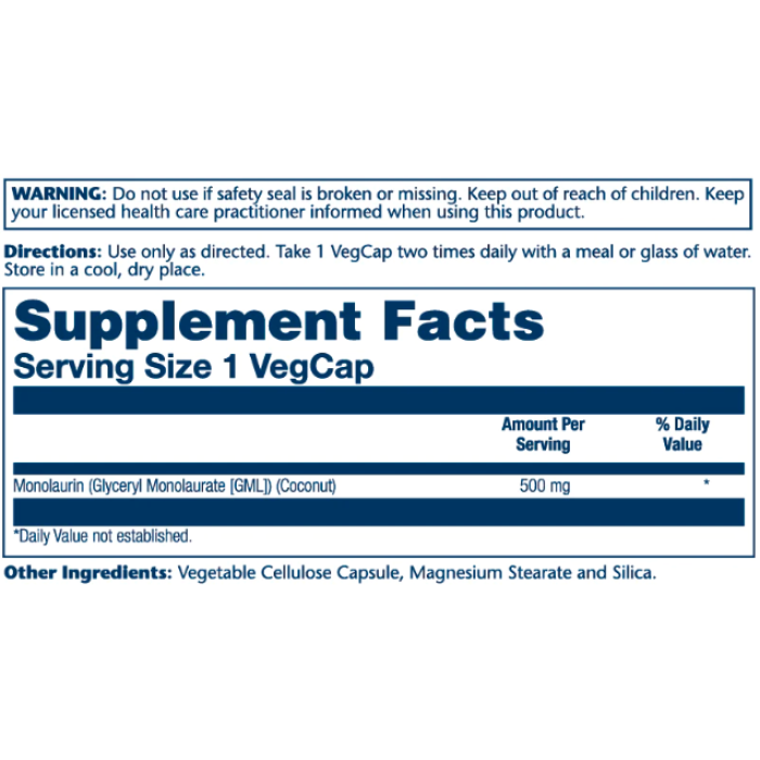 Solaray Monolaurin 500mg - 60 vcaps (До 02.27)