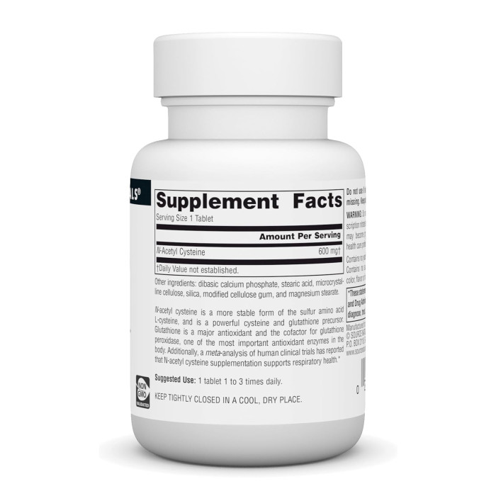 Source Naturals N-Acetyl Cysteine 600mg - 30 tabs