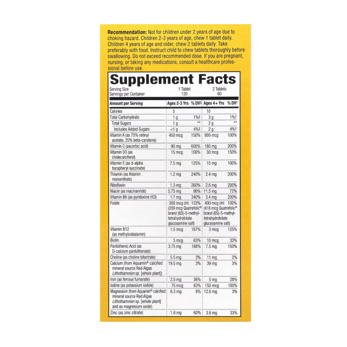 Nature's Way Alive! Children's Chewable Multivitamin - 120 tabs Orange and Berry