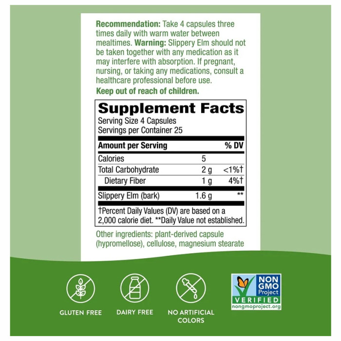 Nature's Way Slippery Elm Bark - 100 vcaps