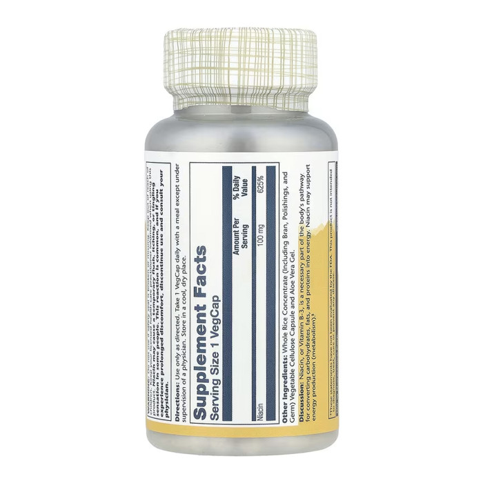 Solaray Niacin 100mg - 100 vcaps