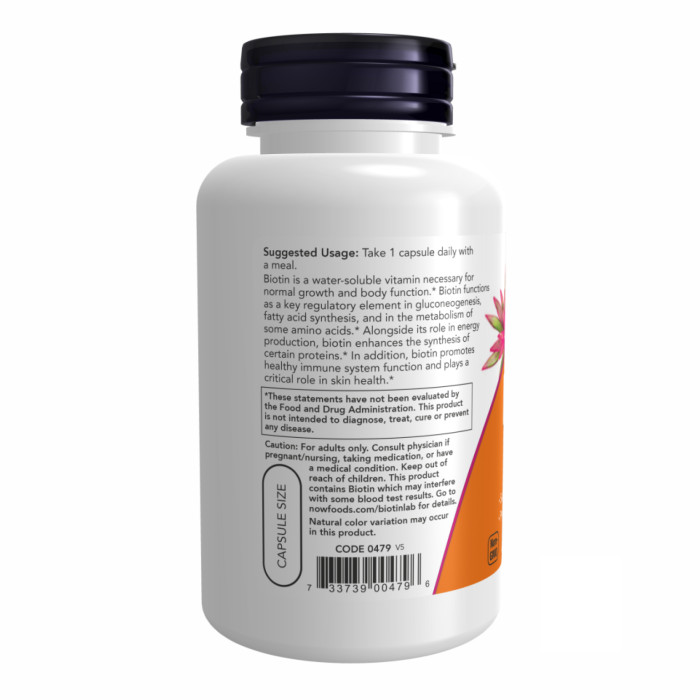 Now Foods BIOTIN 10mg (10,000mcg) - 120 vcaps