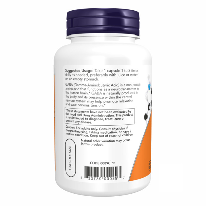 Now Foods GABA 750 mg - 200 vcaps