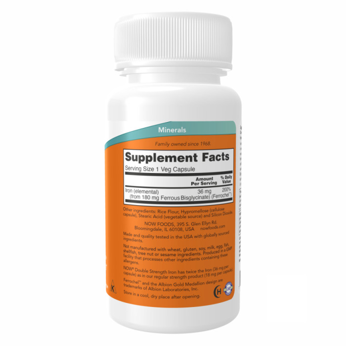 Now Foods Iron 36mg Ferrochel - 90 vcaps
