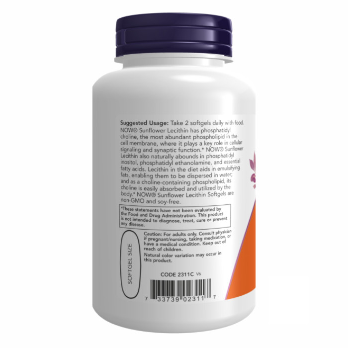 Now Foods Sunflower Lecithin 1200 mg - 100 sgels