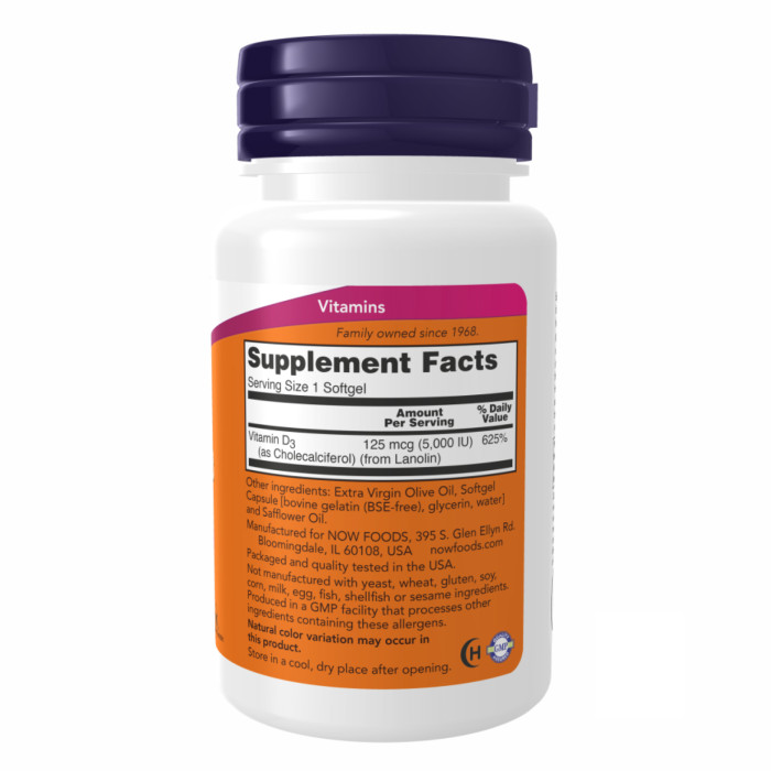 Now Foods VIT D-3 5000 IU - 240 sgels
