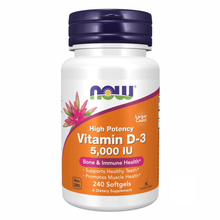 Now Foods VIT D-3 5000 IU - 240 sgels