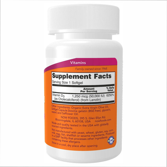 Now Foods VIT D-3 50,000 IU - 50 sgels