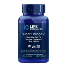 Life Extension Super Omega-3 EPA/DHA Fish Oil, Sesame Lignans & Olive Extract - 120 Enteric coated softgels