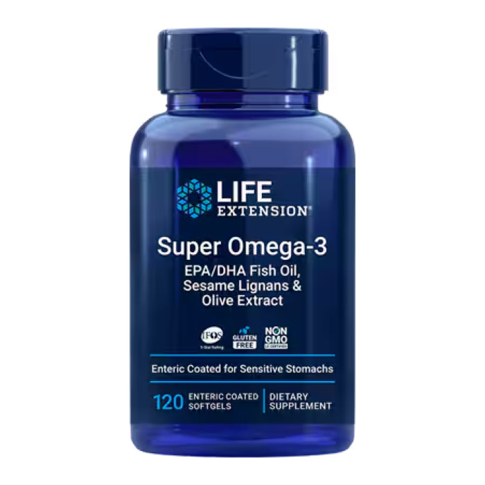 Life Extension Super Omega-3 EPA/DHA Fish Oil, Sesame Lignans & Olive Extract - 120 Enteric coated softgels