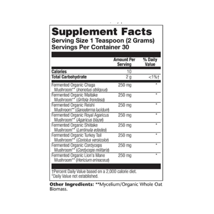 Solaray Organic Fermented Mushroom Complete 2000mg - 60g (Пошкоджена етикетка)