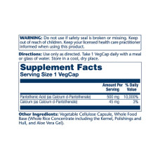 Solaray Pantothenic Acid 500mg - 100 veg caps