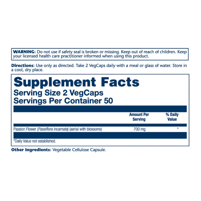 Solaray Passion Flower 700mg - 100 vcaps