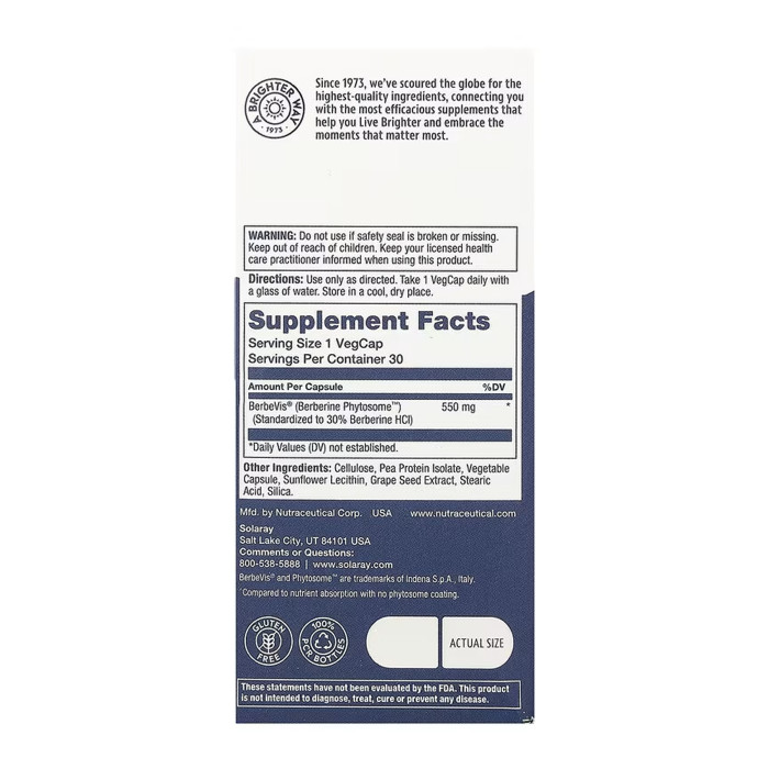 Solaray Prossorb Berberine 9x - 30 vcaps
