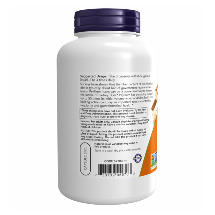 Now Foods Psyllium Husk 500mg - 200 vcaps