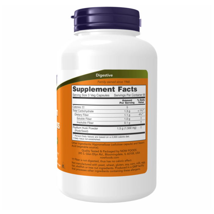 Now Foods Psyllium Husk 500mg - 200 vcaps