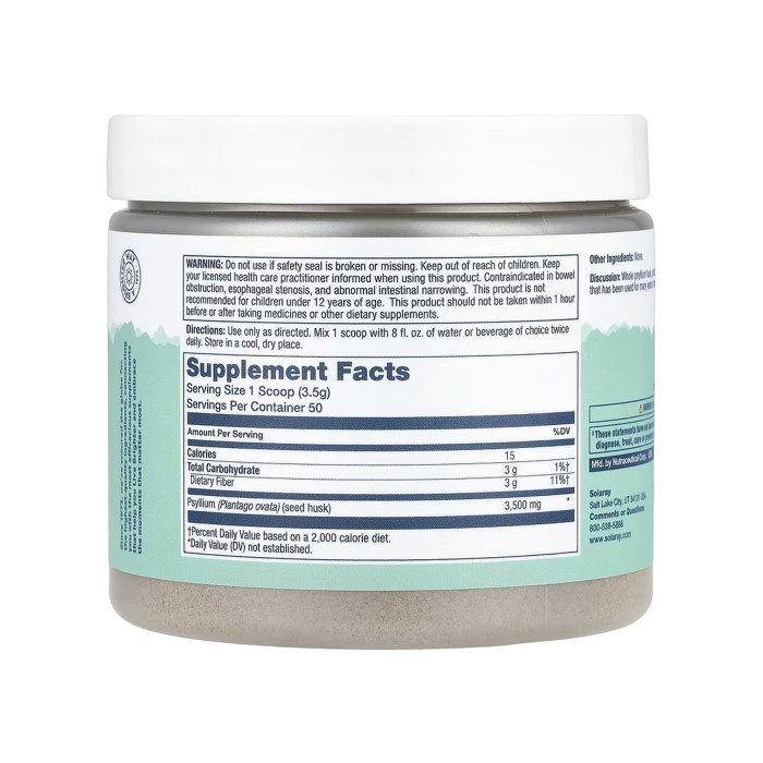 Solaray Psyllium Husk Fiber Powder - 175g Unflavored