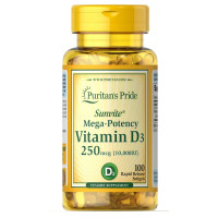 Puritans Pride Vitamin D3 250mcg(10000 IU) Mega-Potency - 100 softgels