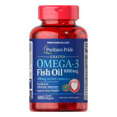 Puritans Pride Omega-3 Fish Oil 1000 mg (300 mg Active Omega-3) - 100 Softgels
