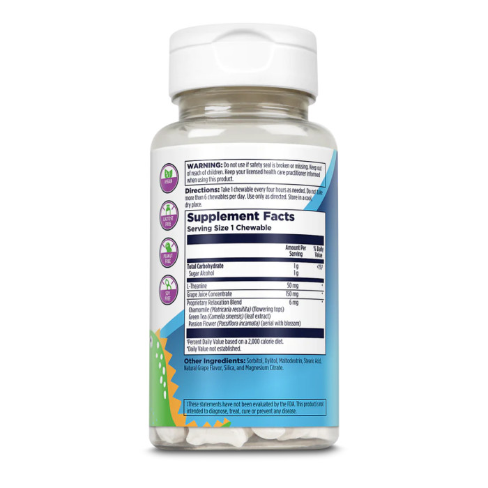 KAL Relax-a-Saurus - 30 chewable Grape
