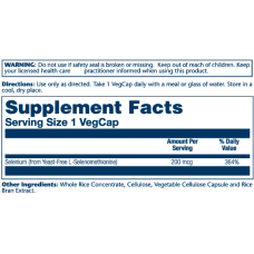 Solaray Selenium Yeast Free 200mcg - 90 vcaps