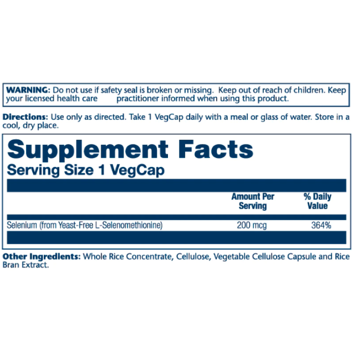 Solaray Selenium Yeast Free 200mcg - 90 vcaps