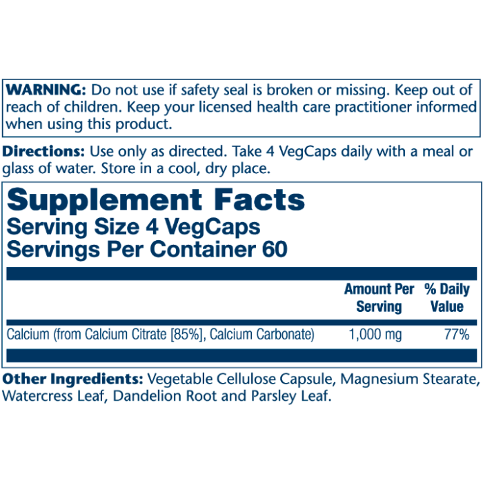 Solaray Calcium Citrate 1000mg - 240 vcaps
