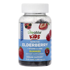 Lifeable Sambucus Elderberry + Vitamin C and Zinc Kids Sugar Free - 60 gummies