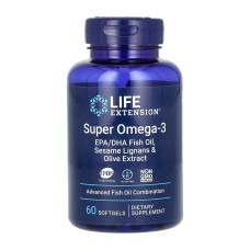 Life Extension Super Omega-3 EPA/DHA Fish Oil Sesame Lignans & Olive Extract	- 60 softgels