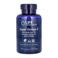 Life Extension Super Omega-3 EPA/DHA Fish Oil Sesame Lignans & Olive Extract - 120 softgels