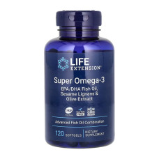 Life Extension Super Omega-3 EPA/DHA Fish Oil Sesame Lignans & Olive Extract - 120 softgels
