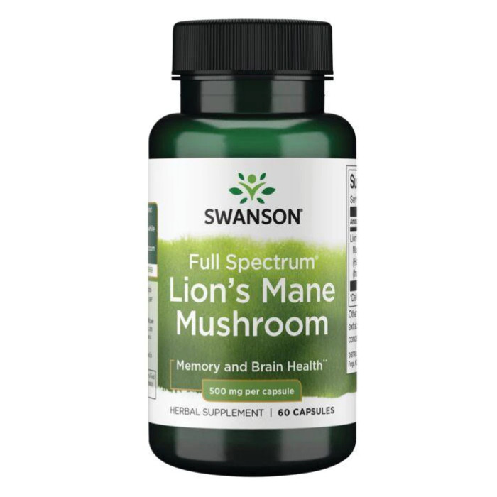 Swanson Lions Mane Mushroom 500mg - 60caps