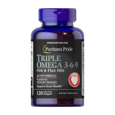Puritans Pride Triple Omega 3-6-9 Fish & Flax Oils - 120 softgels
