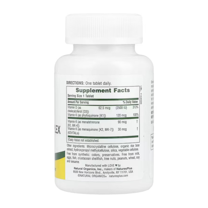 Nature's Plus Vit D3 K2 2500 IU/120 mcg - 90 tabs
