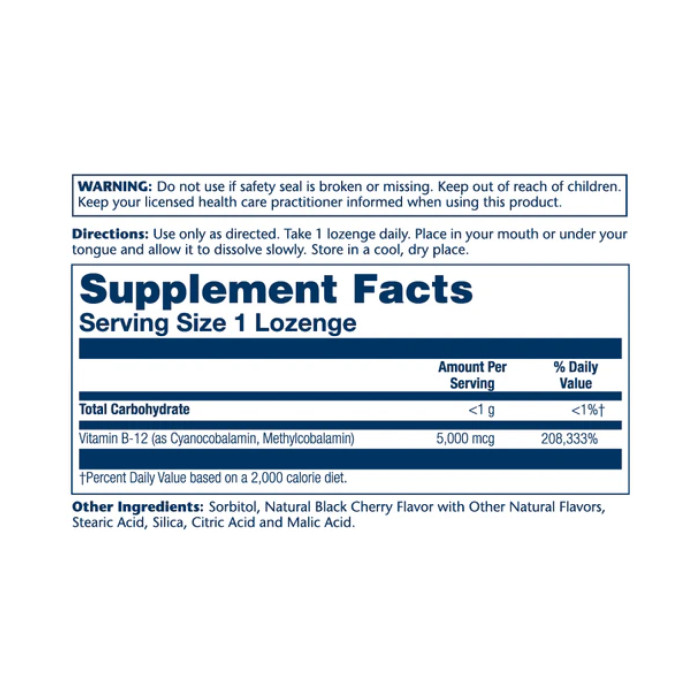 Solaray Vitamin B-12 5000mcg - 30 lozenges Natural Cherry