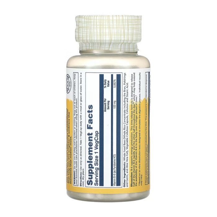 Solaray Vitamin B-6 Timed-Release 100mg - 60 vcaps