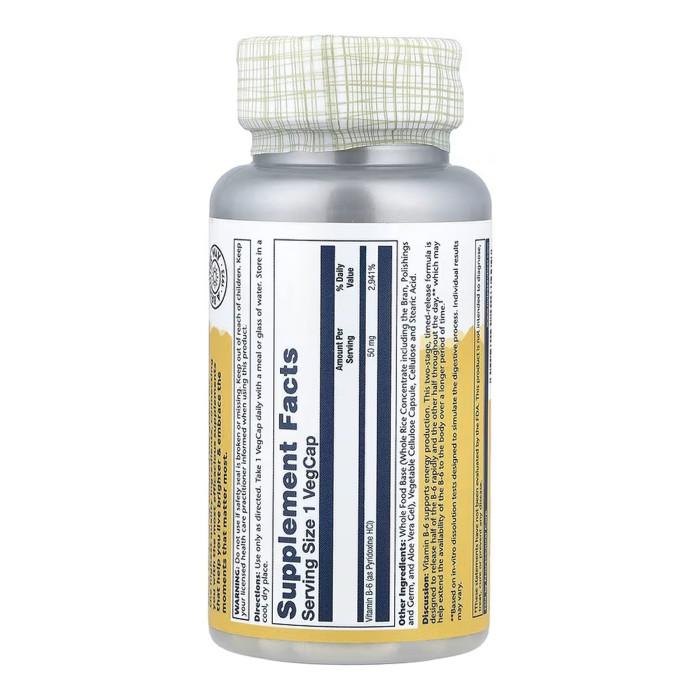 Solaray Vitamin B-6 Timed-Release 50mg - 60 vcaps