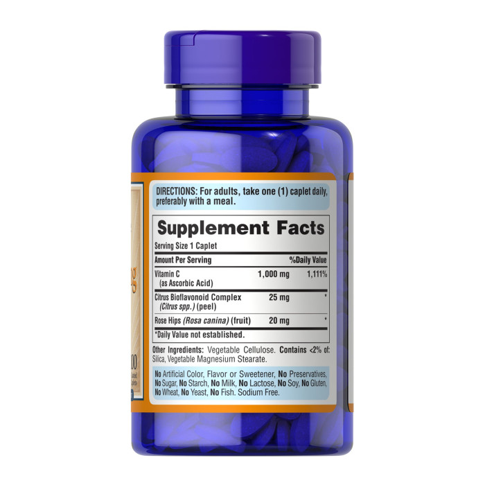 Puritans Pride Vitamin C-1000 mg with Bioflavonoids & Rose Hips - 100 caps (Пошкоджена банка)