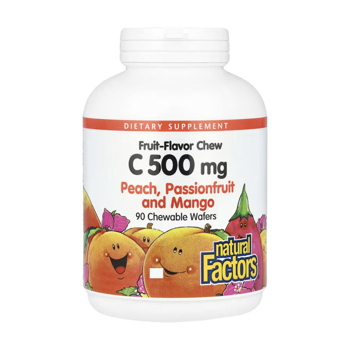 Natural Factors Vitamin C 500 mg - 90 Chewable Wafers Peach Passion Fruit and Mango