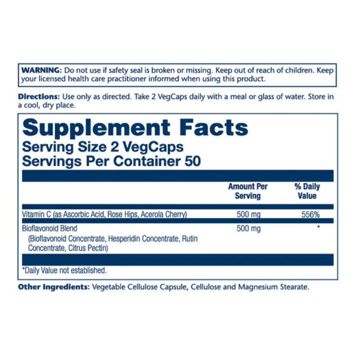 Solaray Vitamin C & Bioflavonoids 1:1 500mg - 100 vcaps