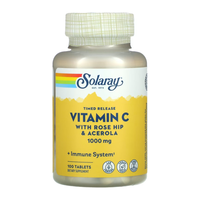 Solaray Vitamin C with Rose Hips & Ace 1000mg - 100 tabs