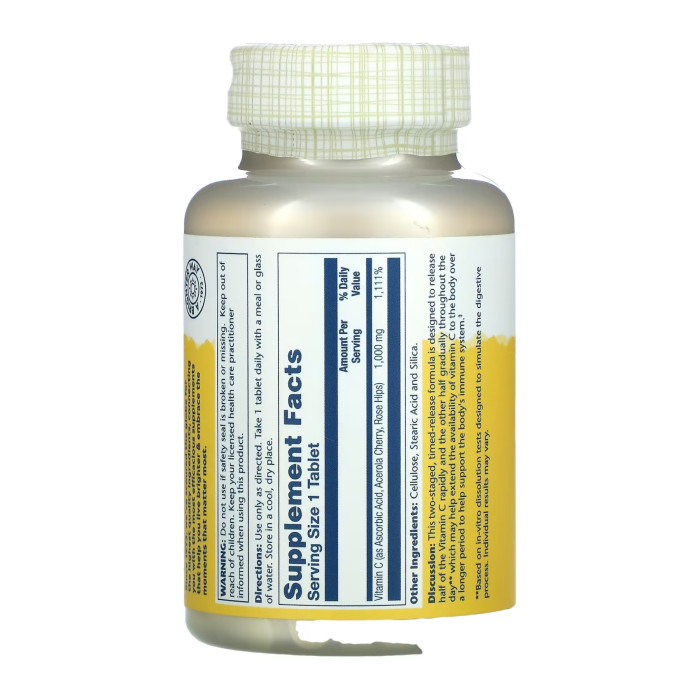 Solaray Vitamin C with Rose Hips & Ace 1000mg - 100 tabs