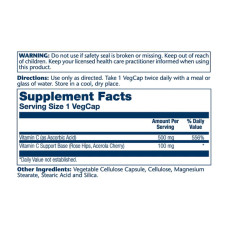 Solaray Vitamin C with Rose Hips & Acerola, Timed Release 500mg - 100 vcaps