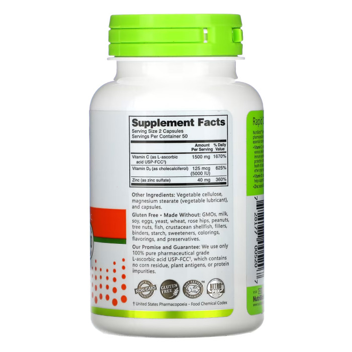 Nutribiotic Vitamin C+D3 & Zinc - 100 caps